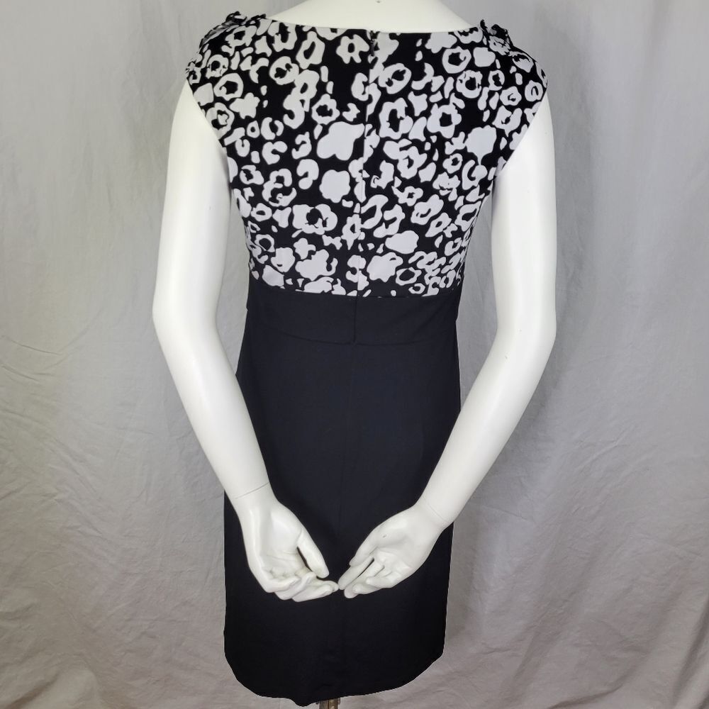 AB Studio Black‎ & White Ruffled Neck Dress - Picture 3 of 9